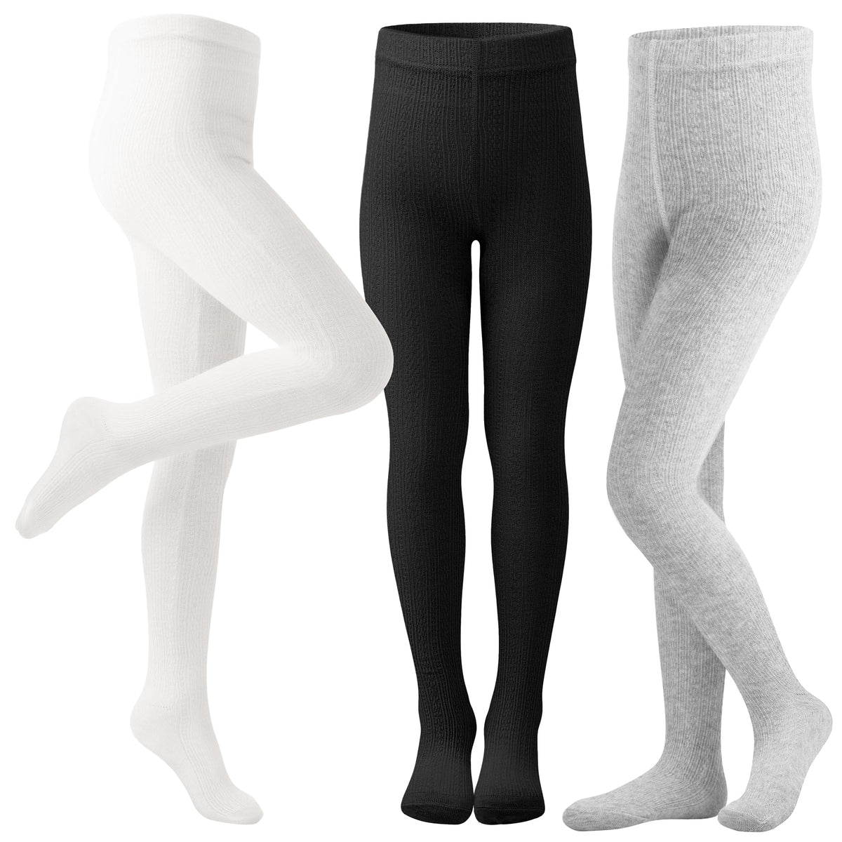 Girls Tights Footed Seamless Leggings Cable Knit Cotton Tights for Kids