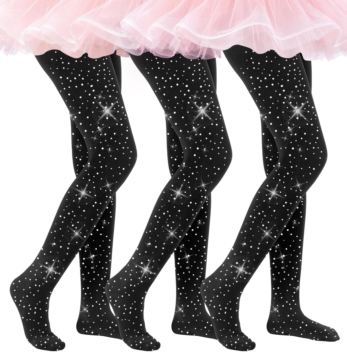 HONGTEYA 3 Pairs Girls Tights 90D Toddler Ballet Dance Leggings Stockings