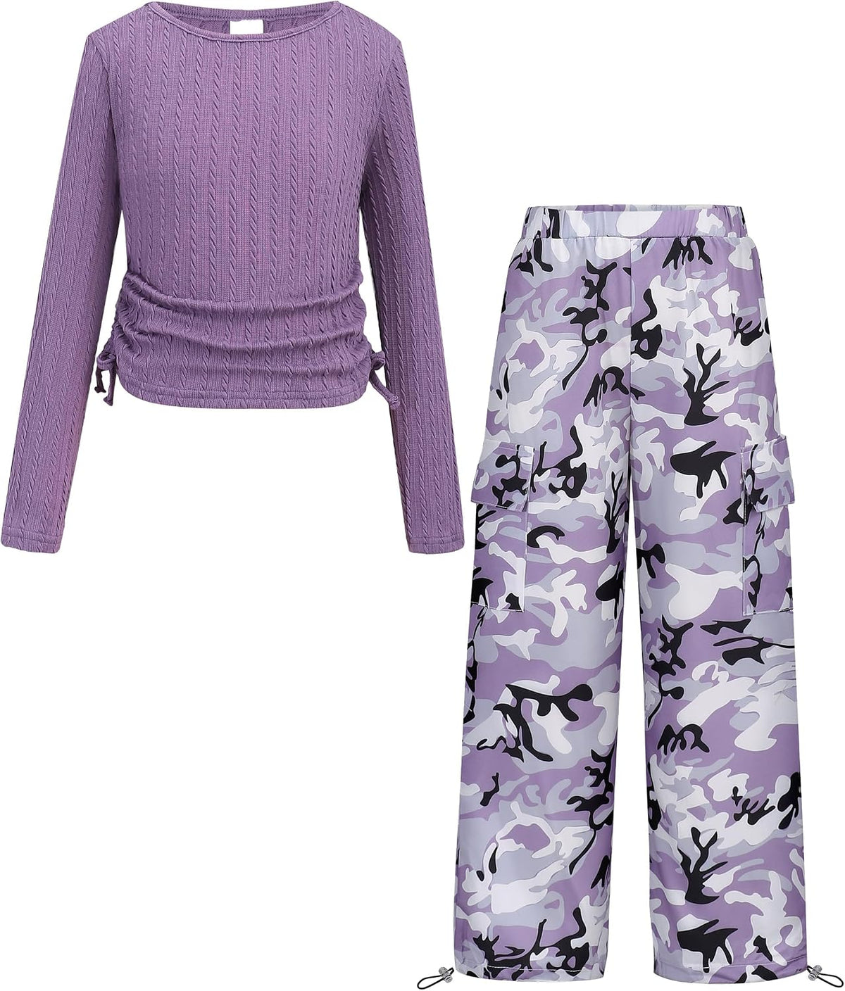 Girls Clothes 2 Piece Fall Winter Cargo Pants Outfits For Teen 5-14