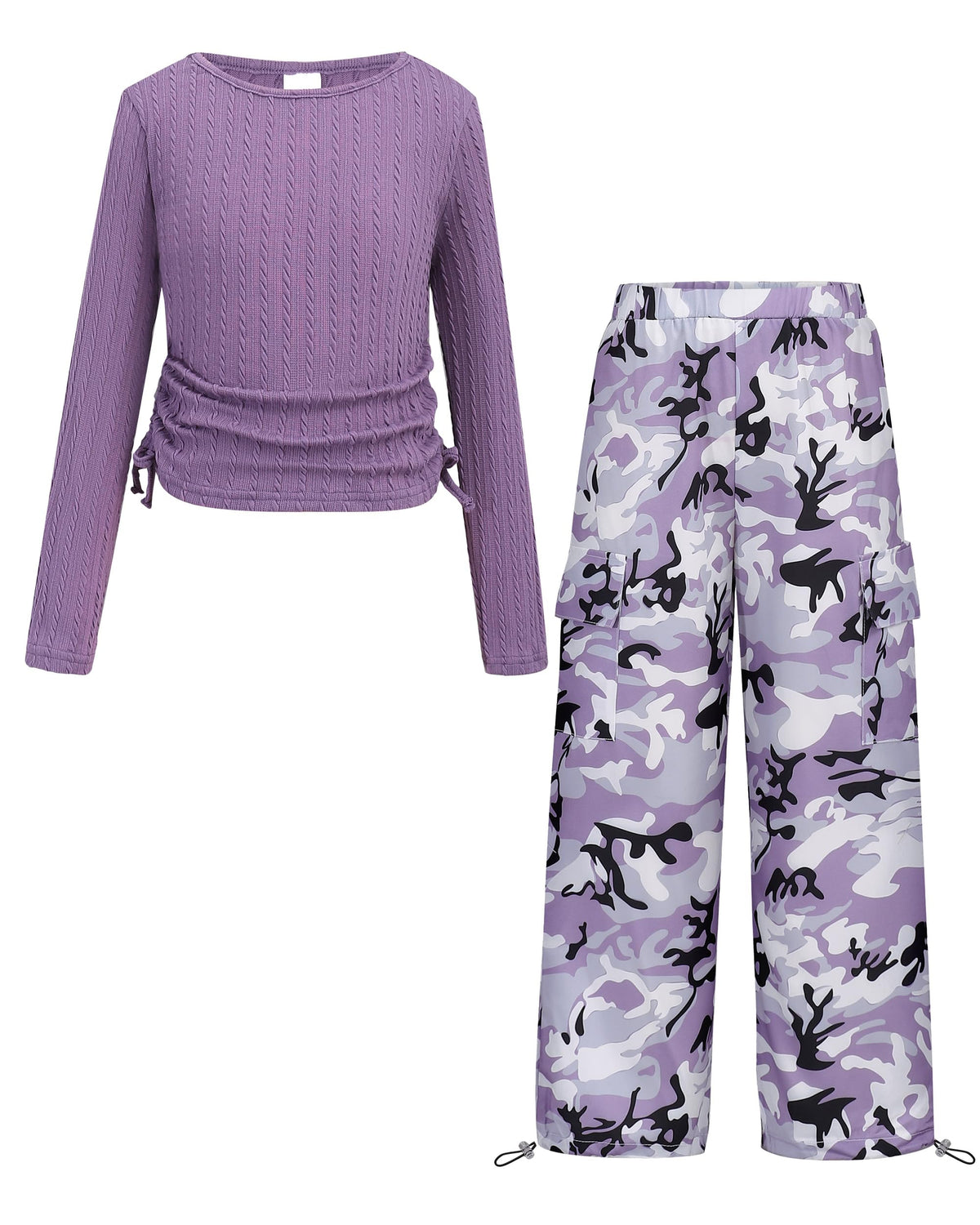 Girls Clothes 2 Piece Fall Winter Cargo Pants Outfits For Teen 5-14
