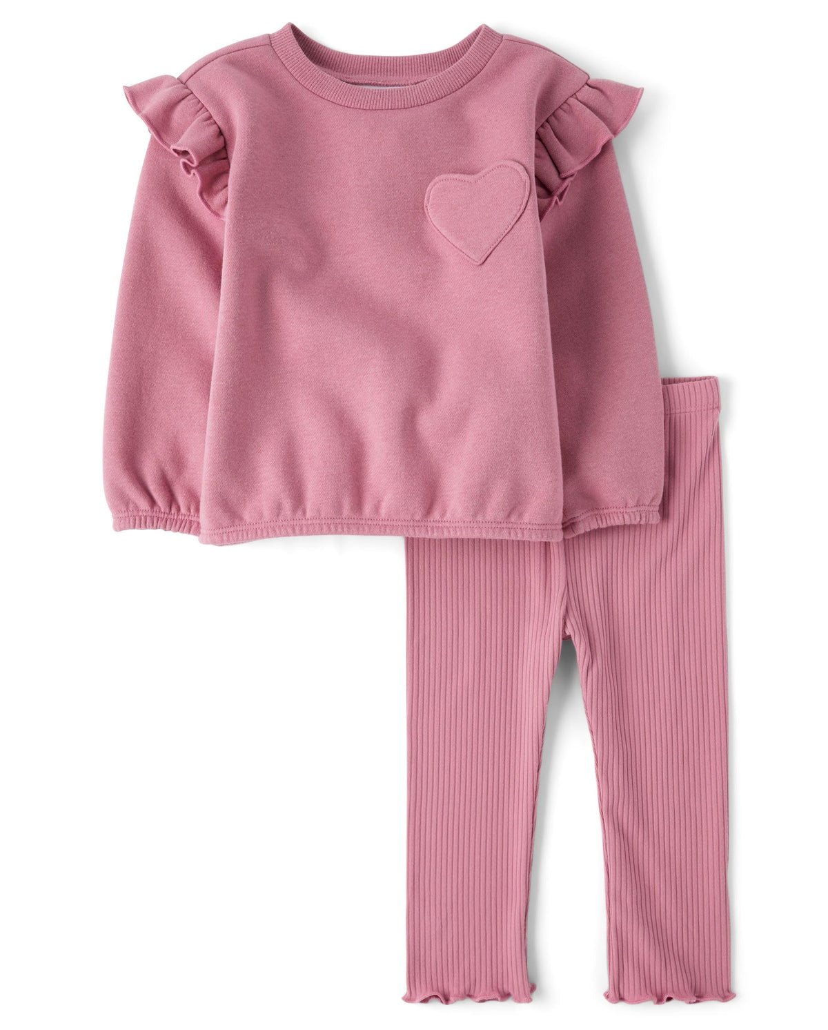 The Children's Place Baby Girls' And Toddler Long Sleeve Active Shirt and Pant, 2 Piece Outfit