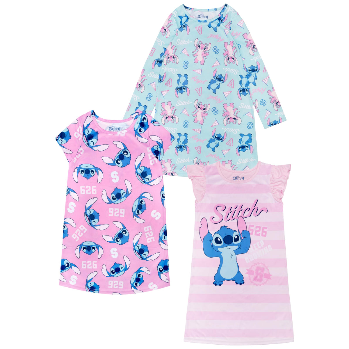 Disney Girls' 3-pack Nightgowns, Comfortable Sleepwear Gowns