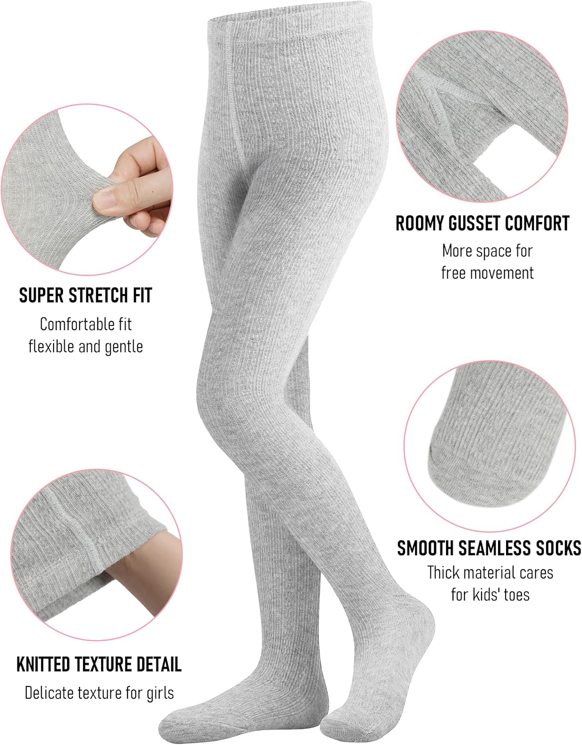 Girls Tights Footed Seamless Leggings Cable Knit Cotton Tights for Kids