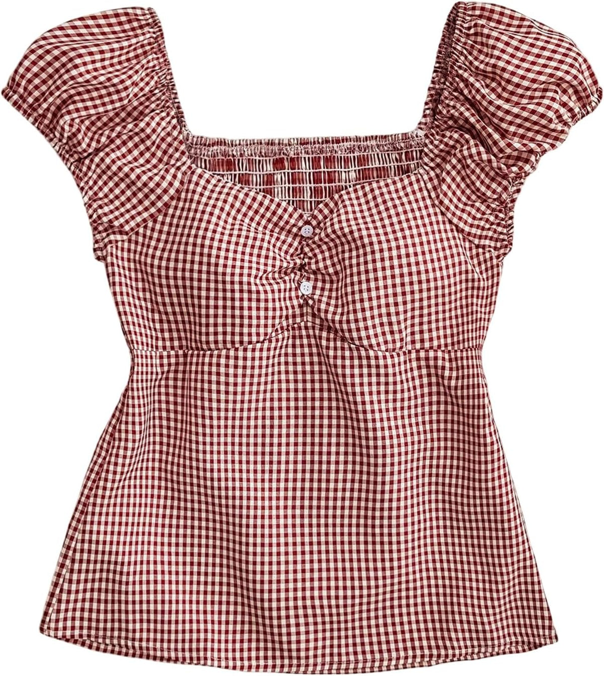 SOLY HUX Girl's Cute Gingham Tops Short Sleeve Blouse