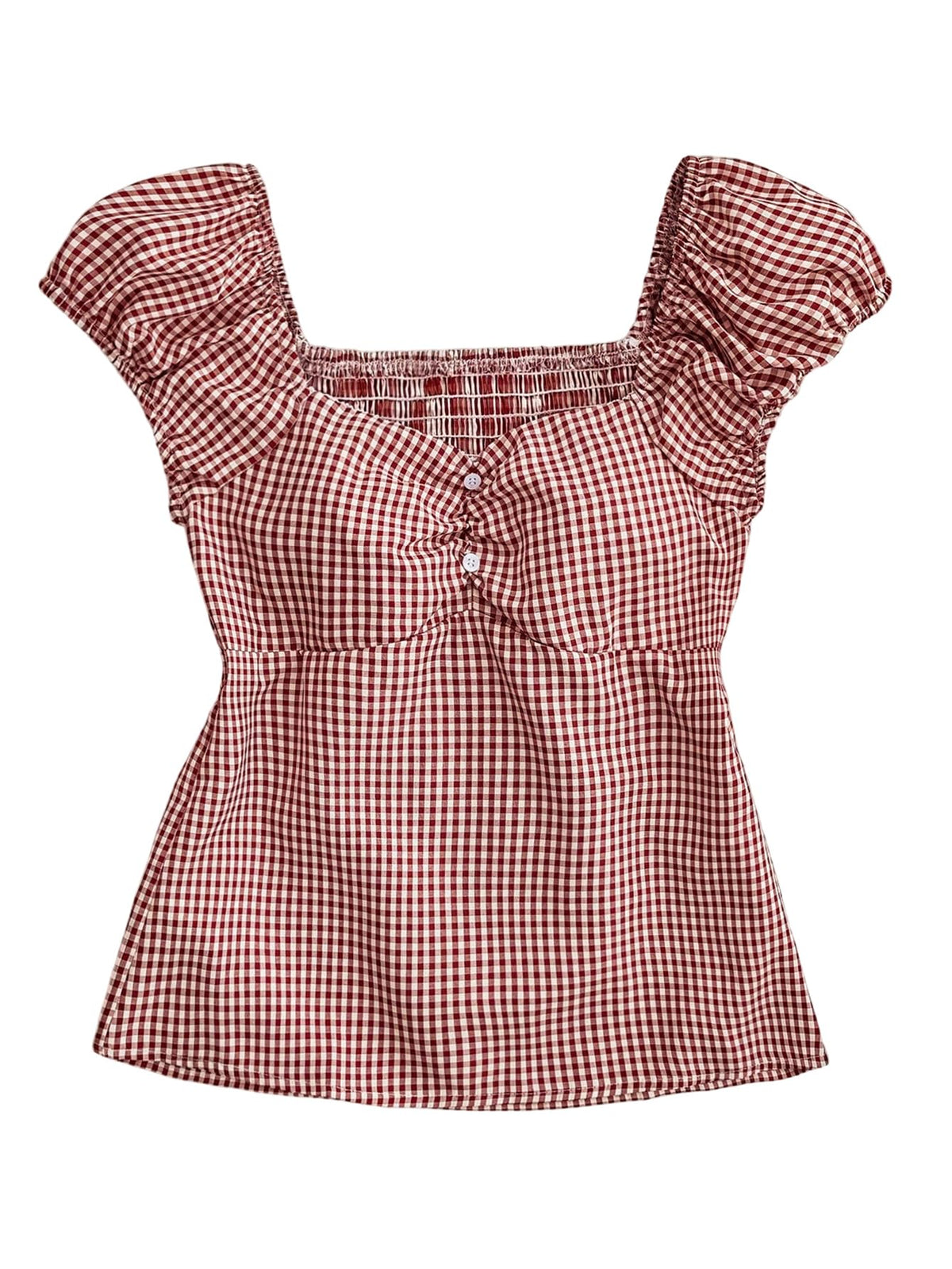SOLY HUX Girl's Cute Gingham Tops Short Sleeve Blouse