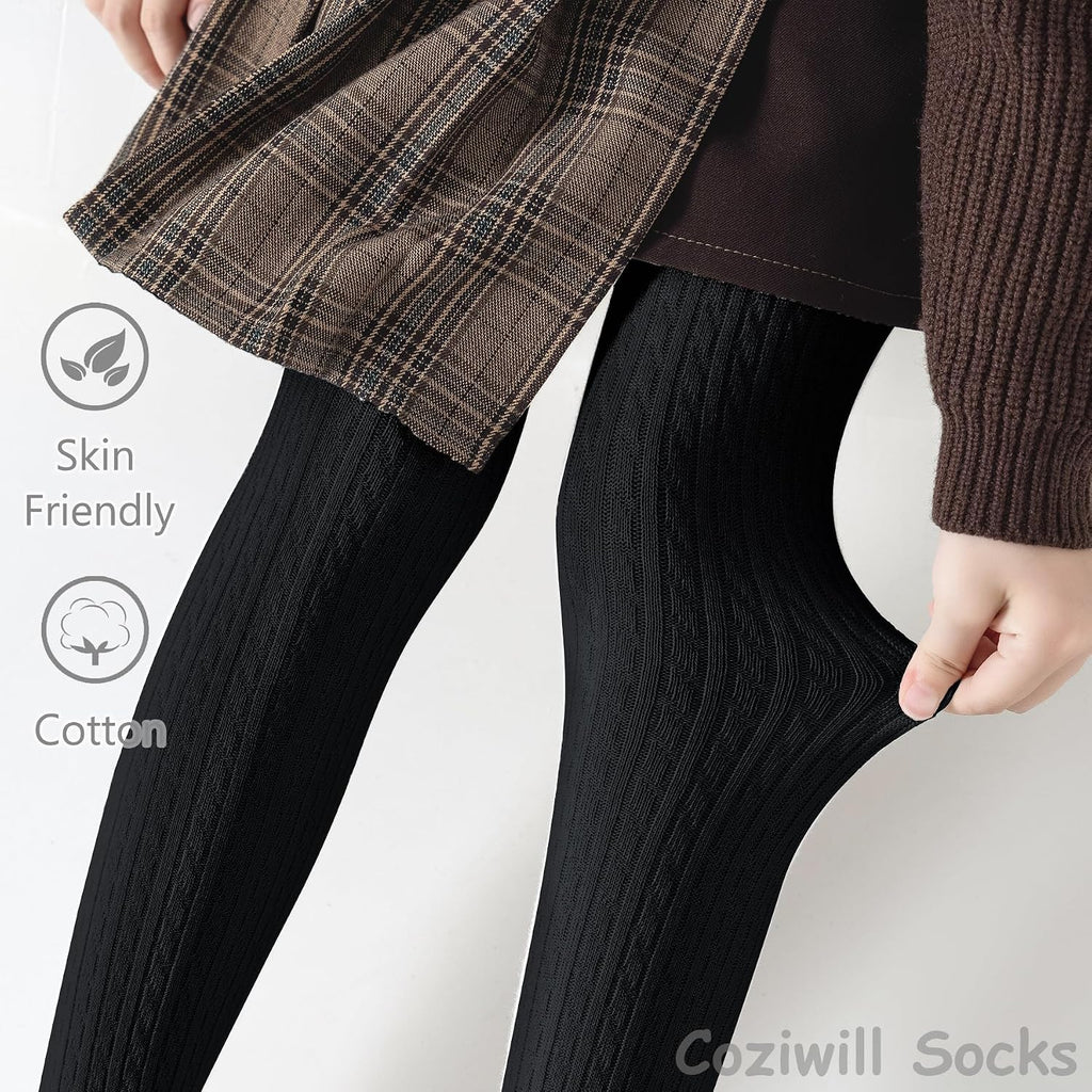 Girls Tights Seamless Toddler Stockings Cable Knit School Leggings 2-12T