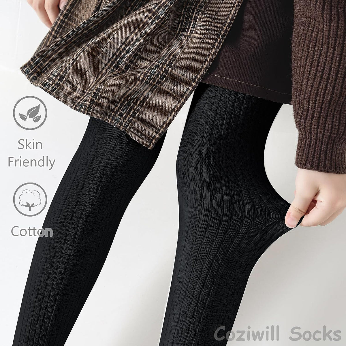 Girls Tights Seamless Toddler Stockings Cable Knit School Leggings 2-12T