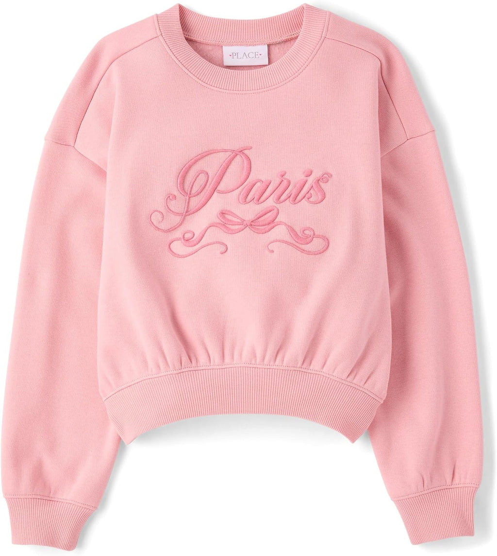 The Children's Place Girls' Active Long Sleeve Embellished Winter Warm Sweatshirt