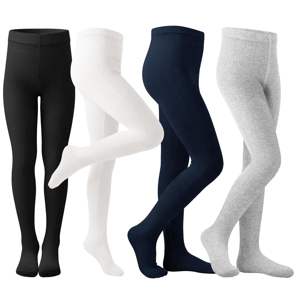 Poroka Girls Cable Knit Cotton Tights Soft Seamless leggings For Kids