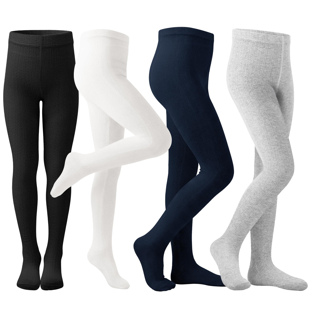 Poroka Girls Cable Knit Cotton Tights Soft Seamless leggings For Kids