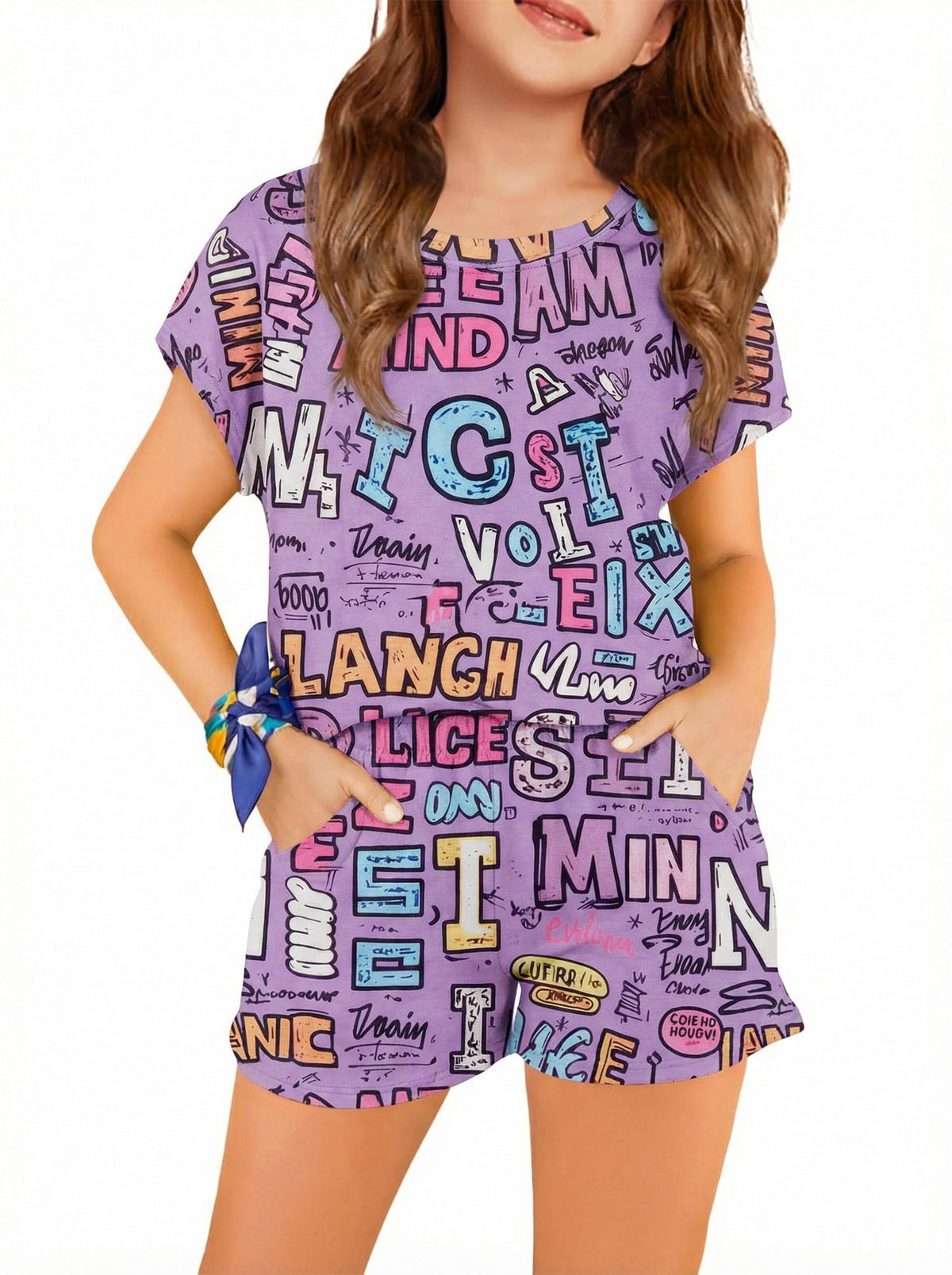 Haloumoning Girls 2 Piece Outfits Summer Casual Lounge Set Clothing Sets