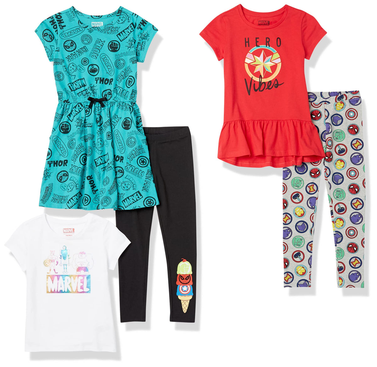 Amazon Essentials Disney | Marvel | Star Wars | Frozen | Princess Girls and Toddlers' Mix-and-Match Cotton Set, Pack of 5