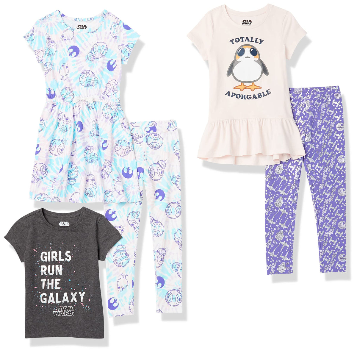 Amazon Essentials Disney | Marvel | Star Wars | Frozen | Princess Girls and Toddlers' Mix-and-Match Cotton Set, Pack of 5