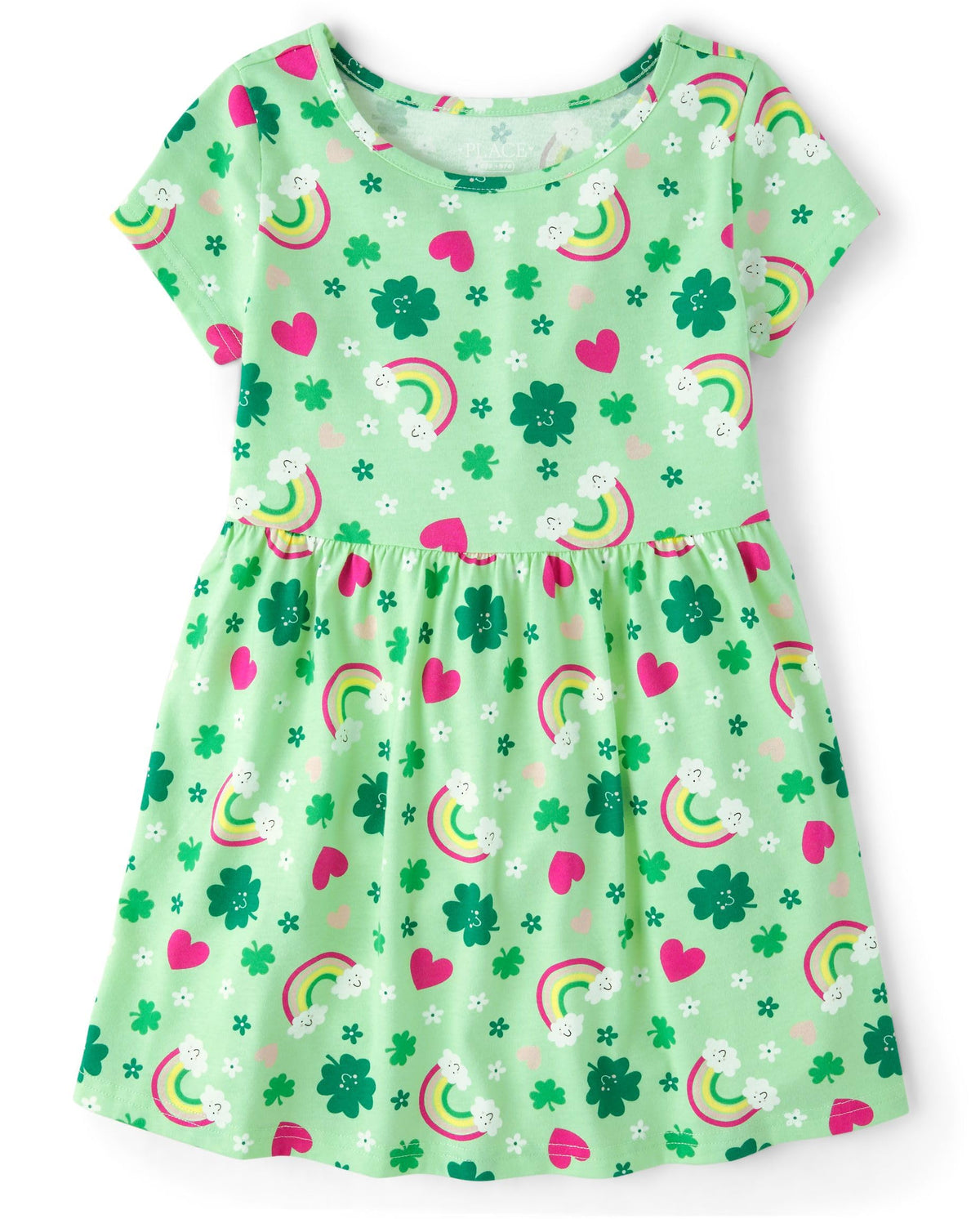 The Children's Place Girls' Plaid Stretch Jacquard Short Sleeve Dress