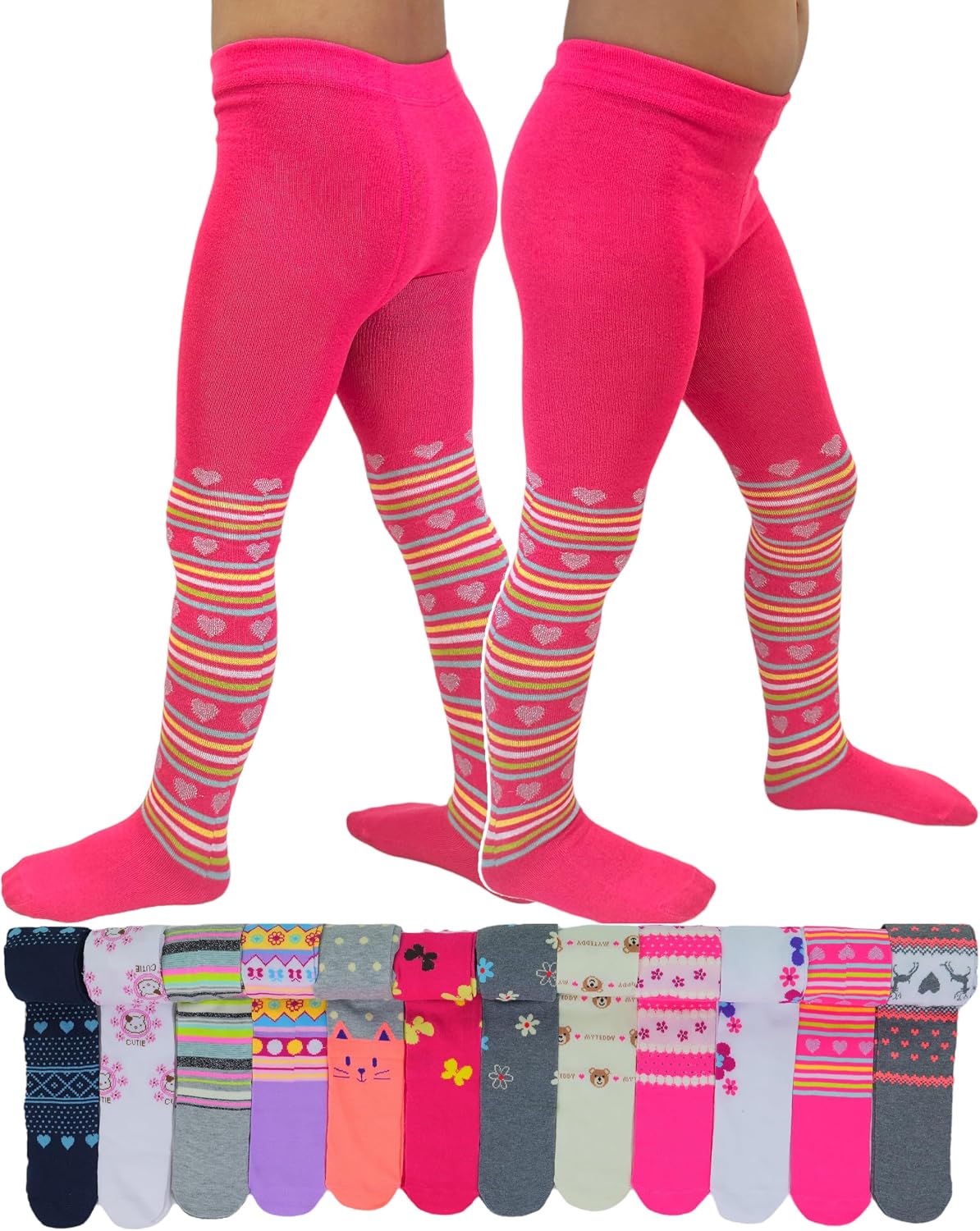 ToBeInStyle Girl’s Pack of 6 Opaque Knit Density Pull-On Warm Winter Tights