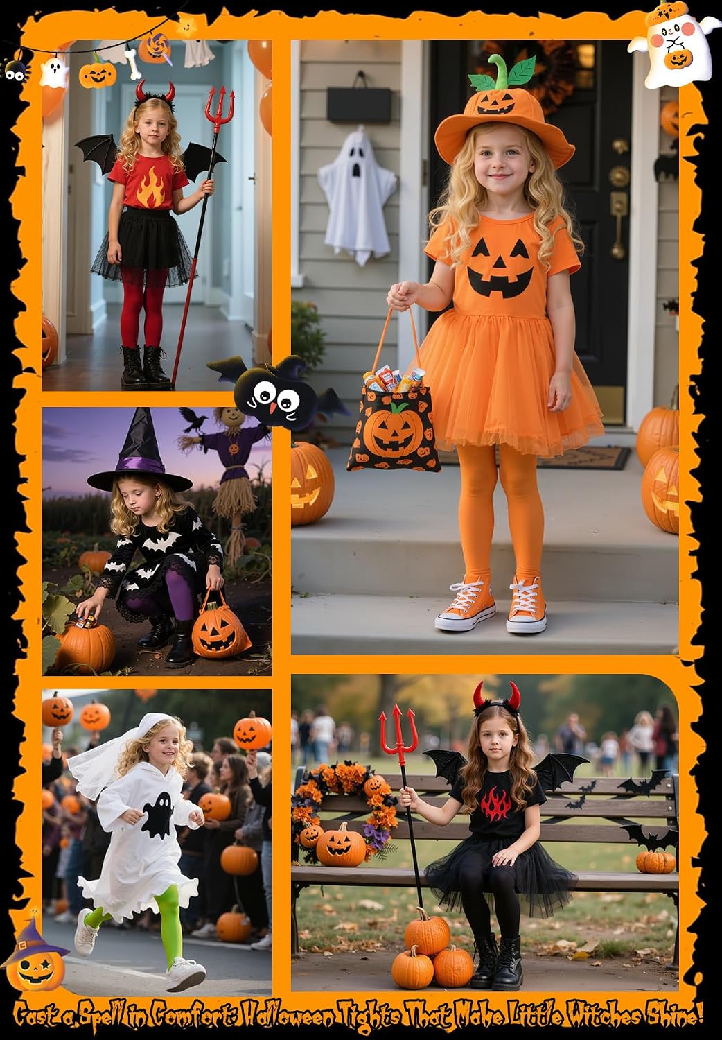 Zando Ballet Tights for Girls Ultra Soft Footed Girls Halloween Tights