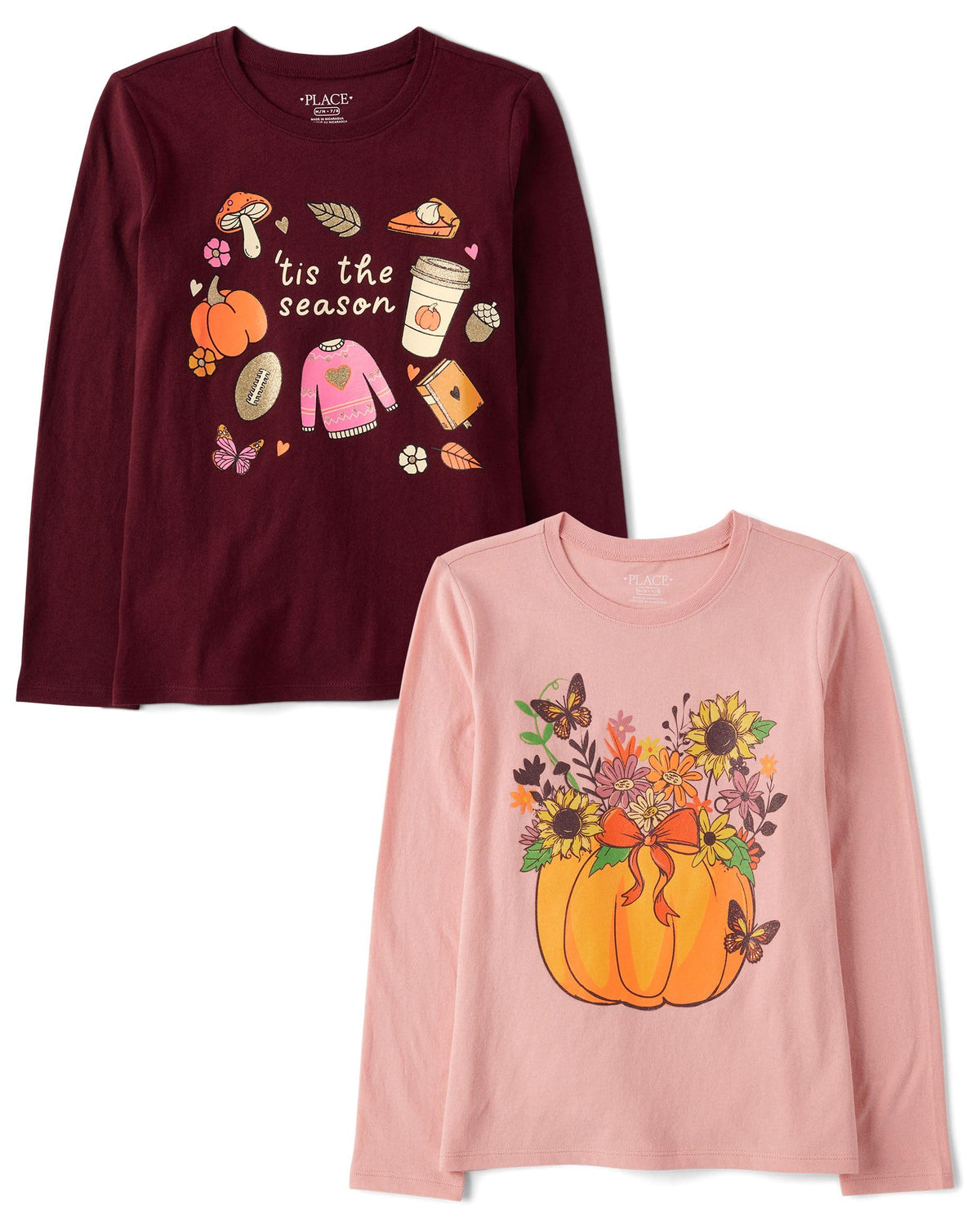 The Children's Place Kids' All Holidays,Birthdays Long Sleeve Graphic T-Shirts,2 Pack