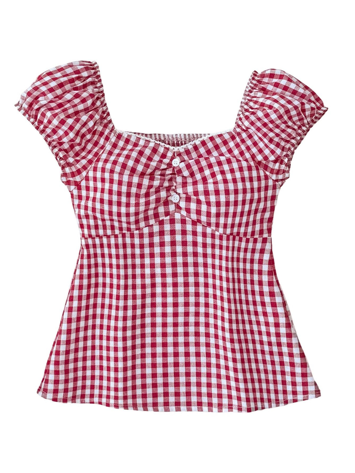 SOLY HUX Girl's Cute Gingham Tops Short Sleeve Blouse