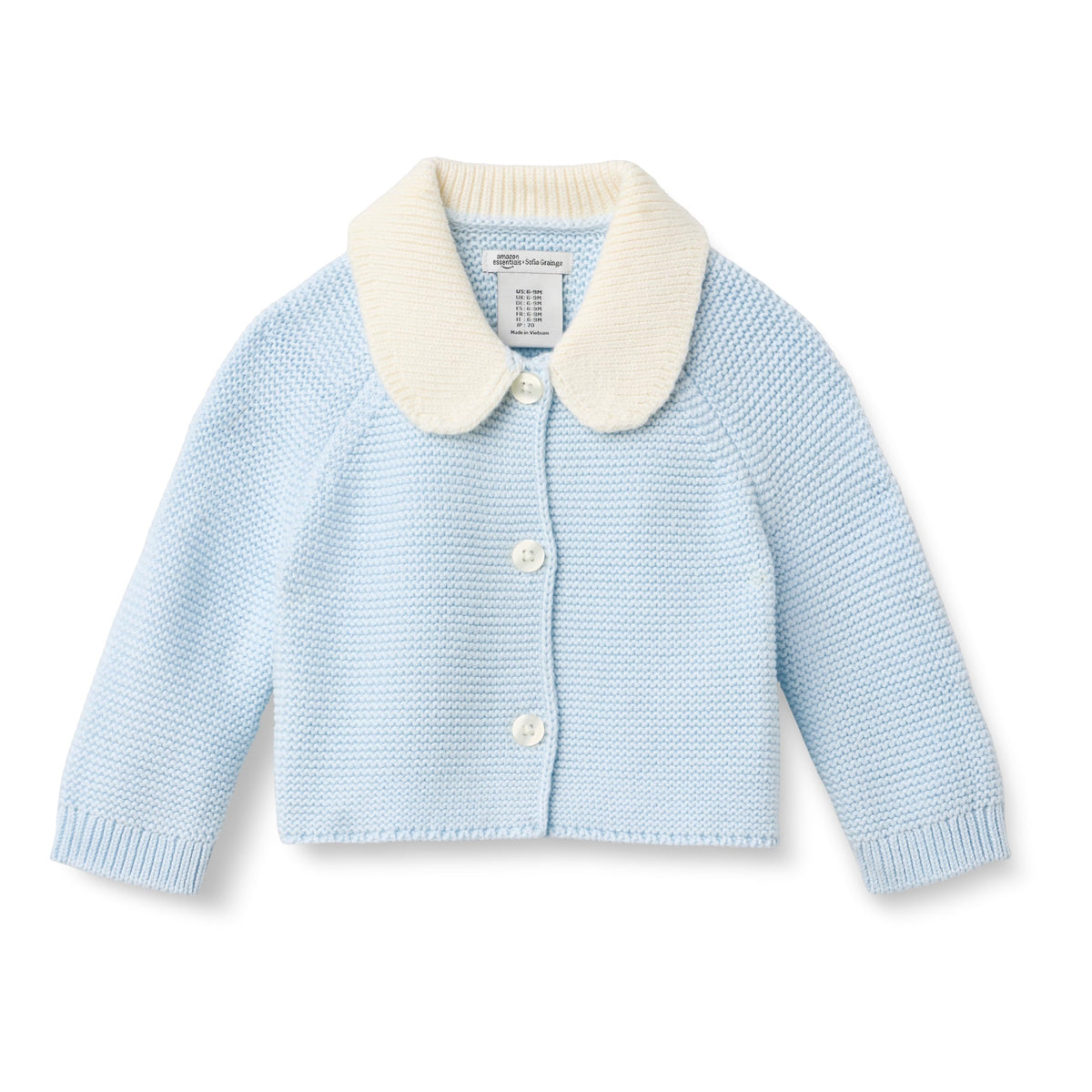 Amazon Essentials x Sofia Grainge Unisex Toddlers and Babies' Peter Pan Collar Sweater Jacket, Soft Cotton Knit with Stretch