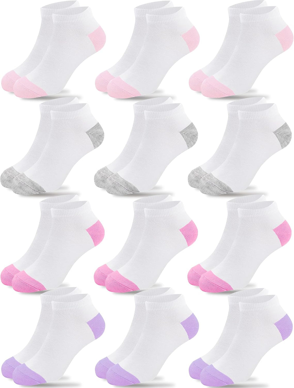 Duufin Girls Socks 12 Pairs Low Cut Ankle Socks for Girls 4-15 Years Old