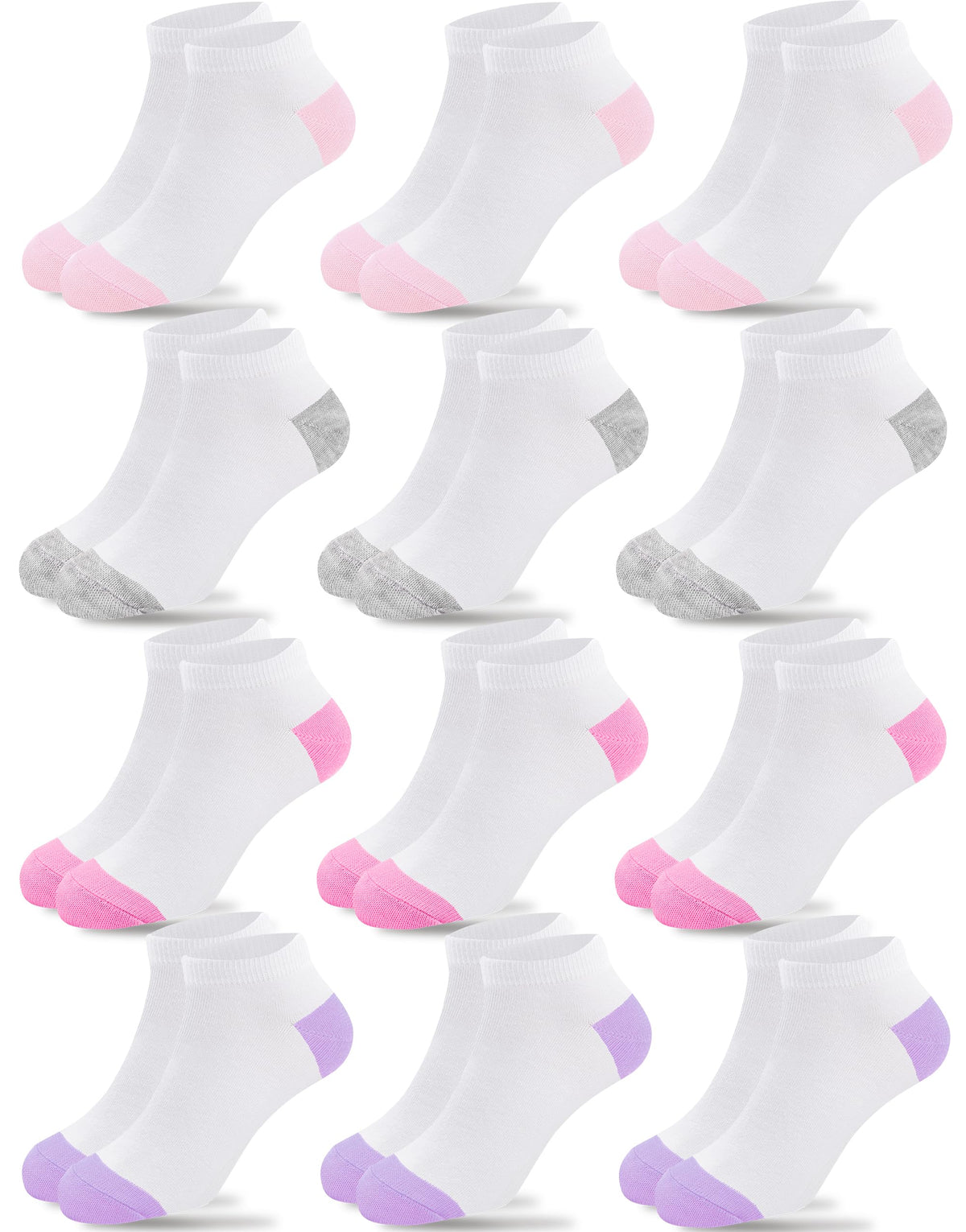 Duufin Girls Socks 12 Pairs Low Cut Ankle Socks for Girls 4-15 Years Old