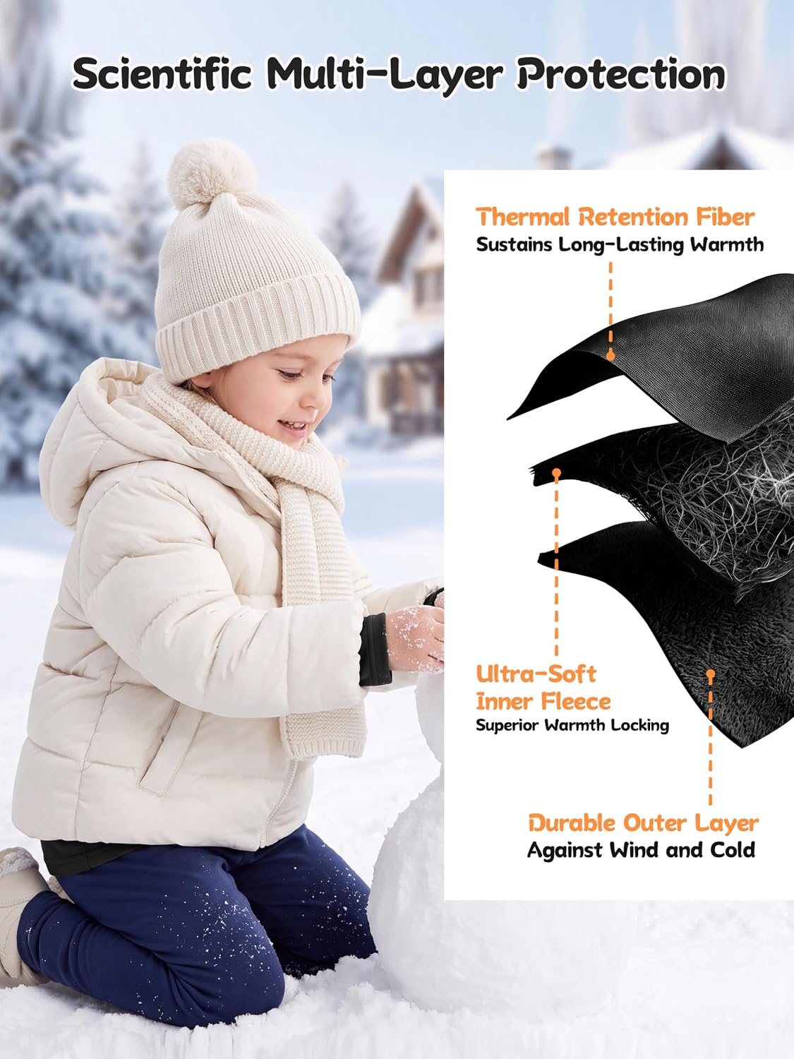 Toddler Fleece Lined Thermal Underwear Set Base Layer Long Johns for Kid ﻿
