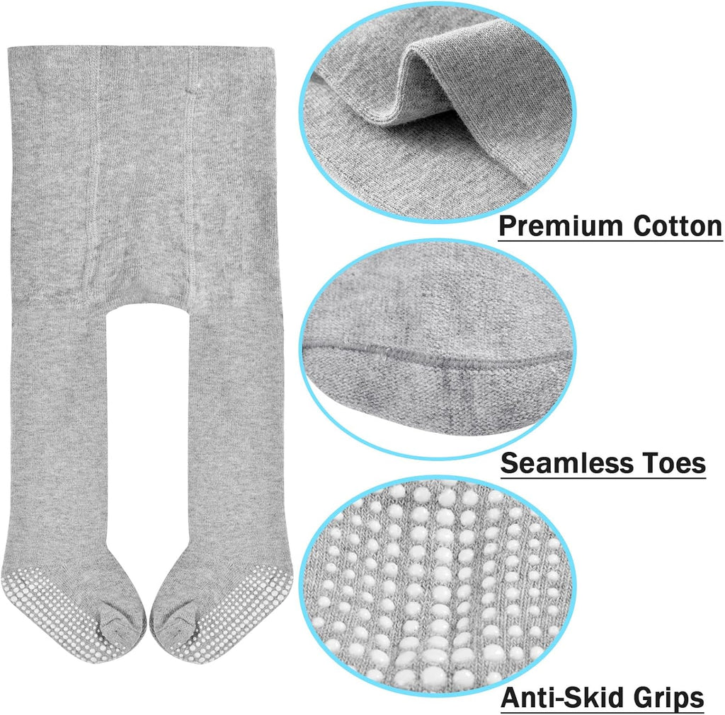 Baby Tights Non Slip Baby Girl Tights Plain/Shoe-Look Leggings Seamless Pantyhose Warm Cotton Leggings Non-Skid