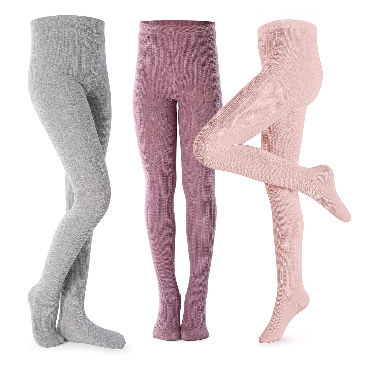 Petrass Girls Tights Toddler Cable Knit Cotton Footed Seamless Dance Ballet Baby Girls' Leggings 3/4 Pack
