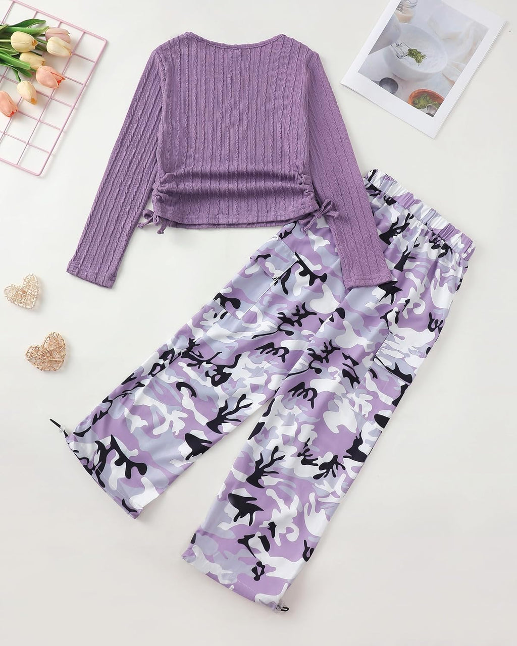 Girls Clothes 2 Piece Fall Winter Cargo Pants Outfits For Teen 5-14