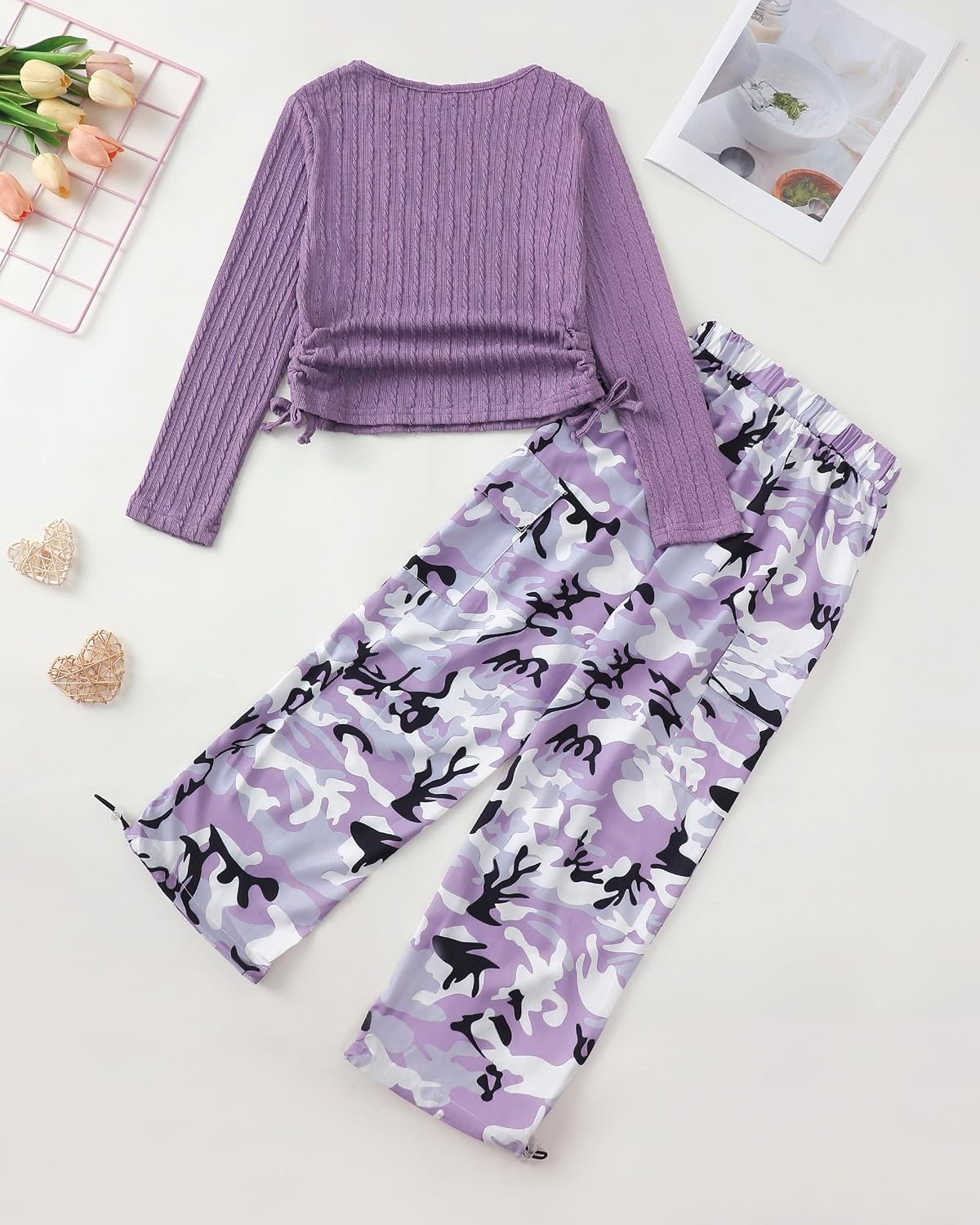 Girls Clothes 2 Piece Fall Winter Cargo Pants Outfits For Teen 5-14