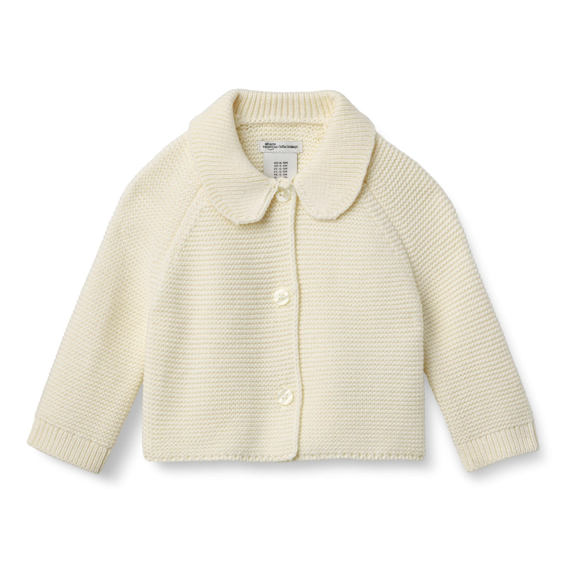 Amazon Essentials x Sofia Grainge Unisex Toddlers and Babies' Peter Pan Collar Sweater Jacket, Soft Cotton Knit with Stretch