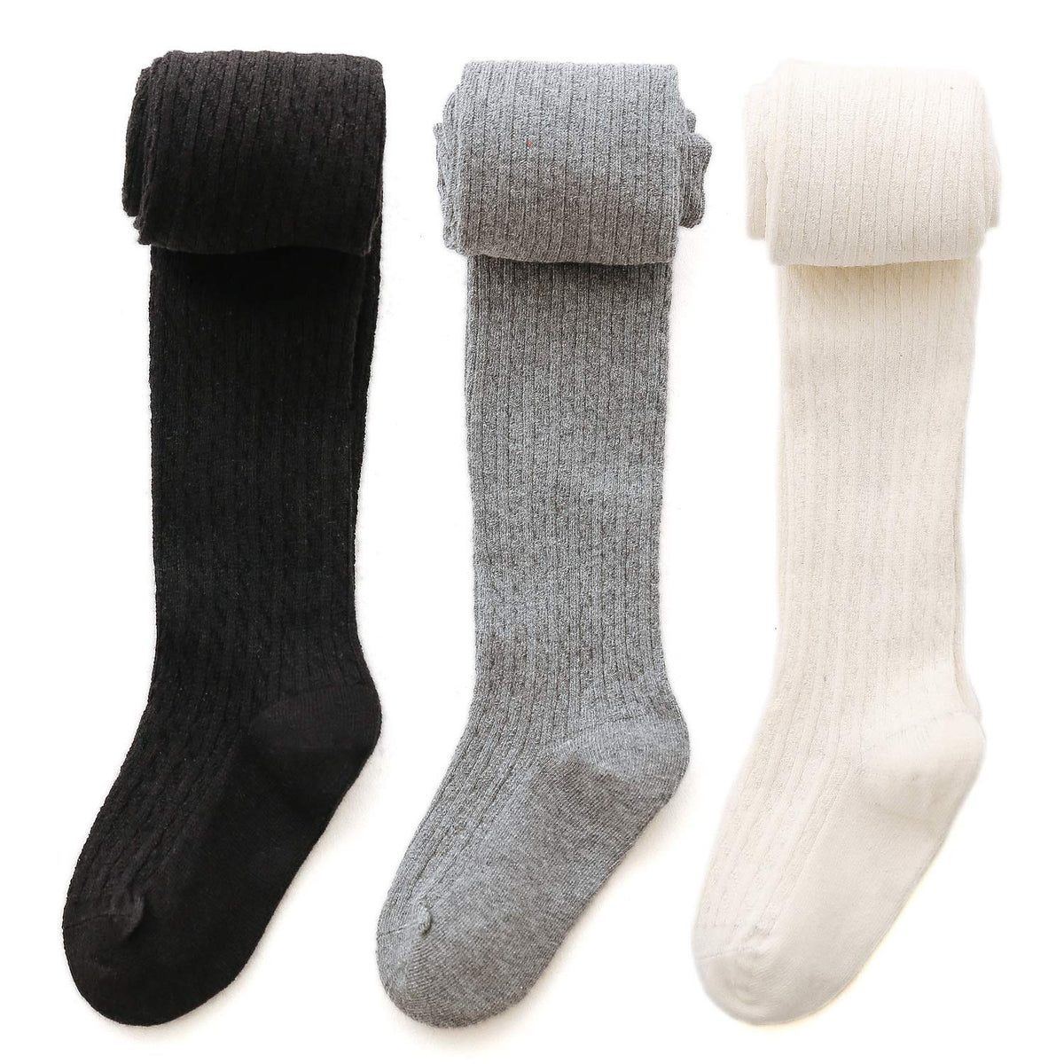 EPEIUS Baby Girl Tights Thick Cable Knit Leggings Seamless Cotton Toddler Girls Stockings School Tights for 2T-12 Years