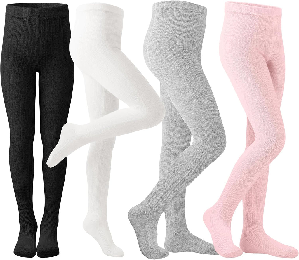 Poroka Girls Cable Knit Cotton Tights Soft Seamless leggings For Kids