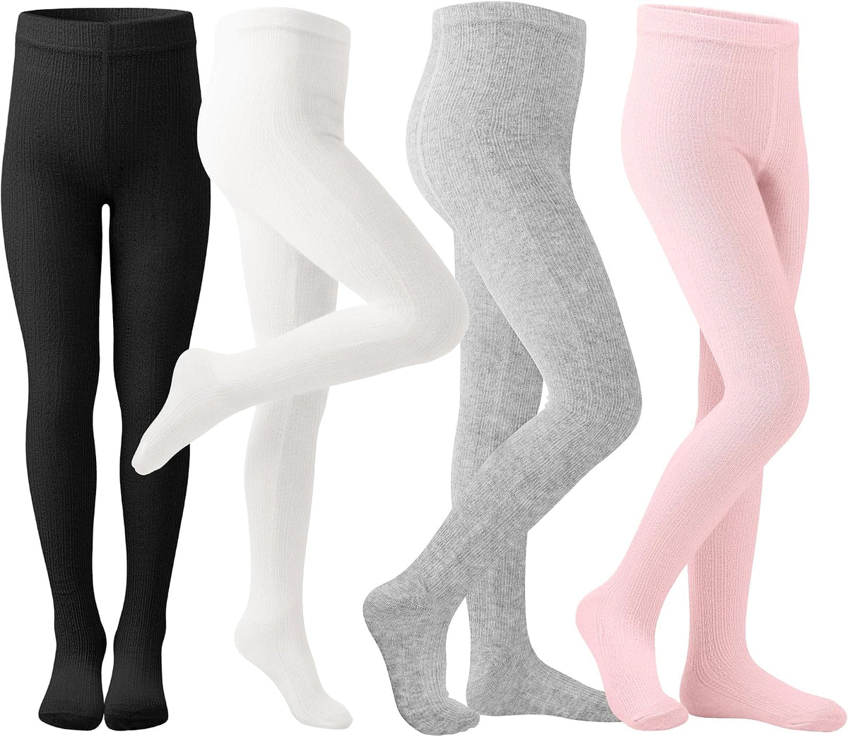 Poroka Girls Cable Knit Cotton Tights Soft Seamless leggings For Kids