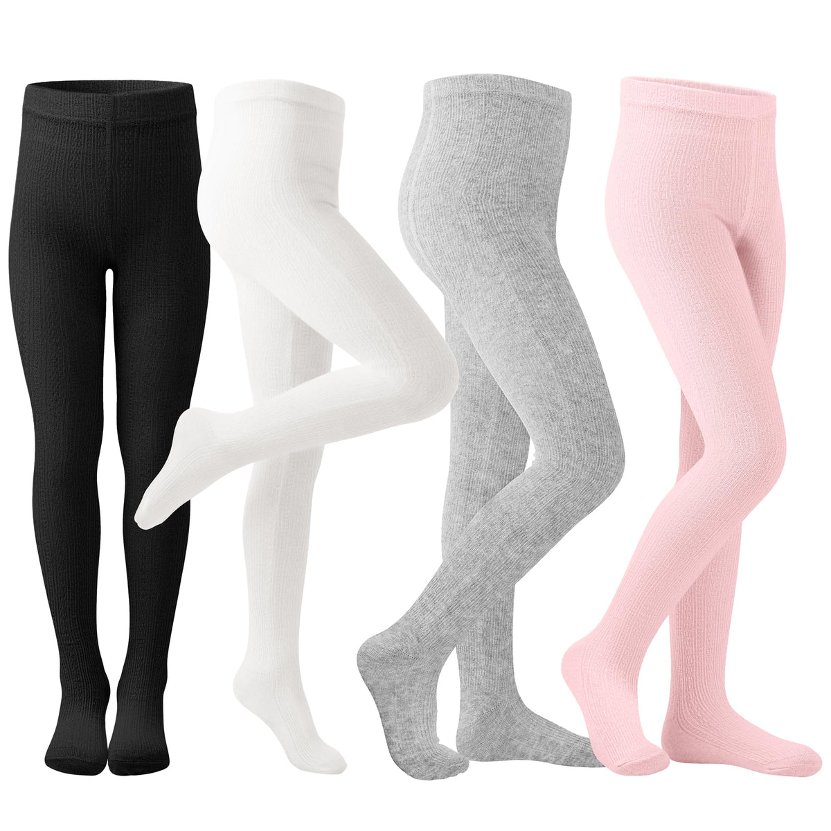 Poroka Girls Cable Knit Cotton Tights Soft Seamless leggings For Kids