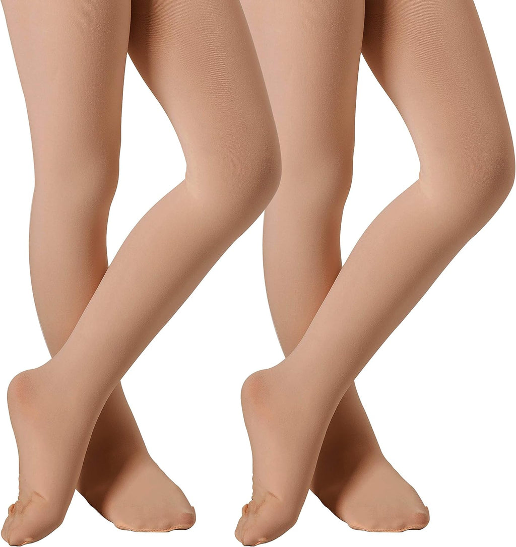 DIPUG Ballet Tights for Girls - Thick Soft Footed Dance Tights for Toddlers and Kids
