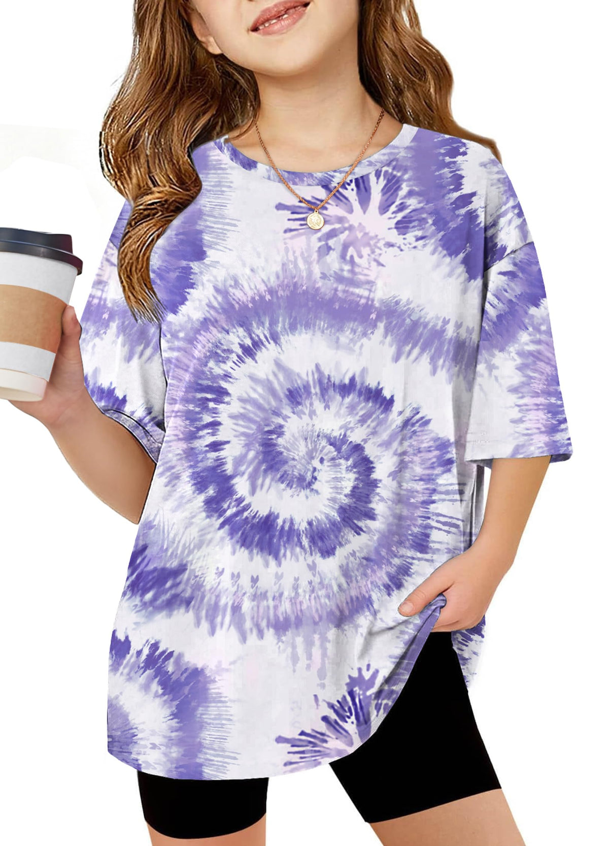 Arshiner Girls T Shirts Oversized Kids Summer Tops Casual Soft Basic Tees