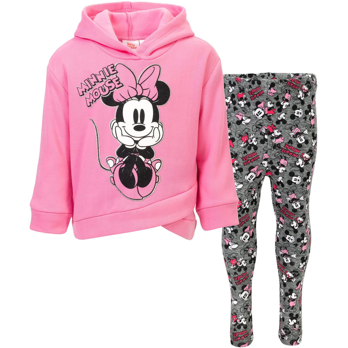 Disney Minnie Mouse Girls' 2-Piece Fleece Hoodie and Leggings Set