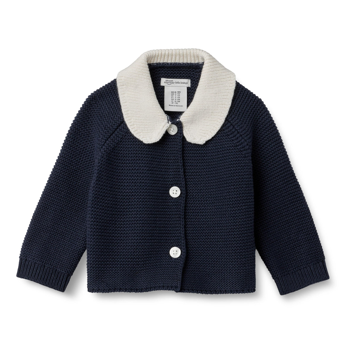 Amazon Essentials x Sofia Grainge Unisex Toddlers and Babies' Peter Pan Collar Sweater Jacket, Soft Cotton Knit with Stretch
