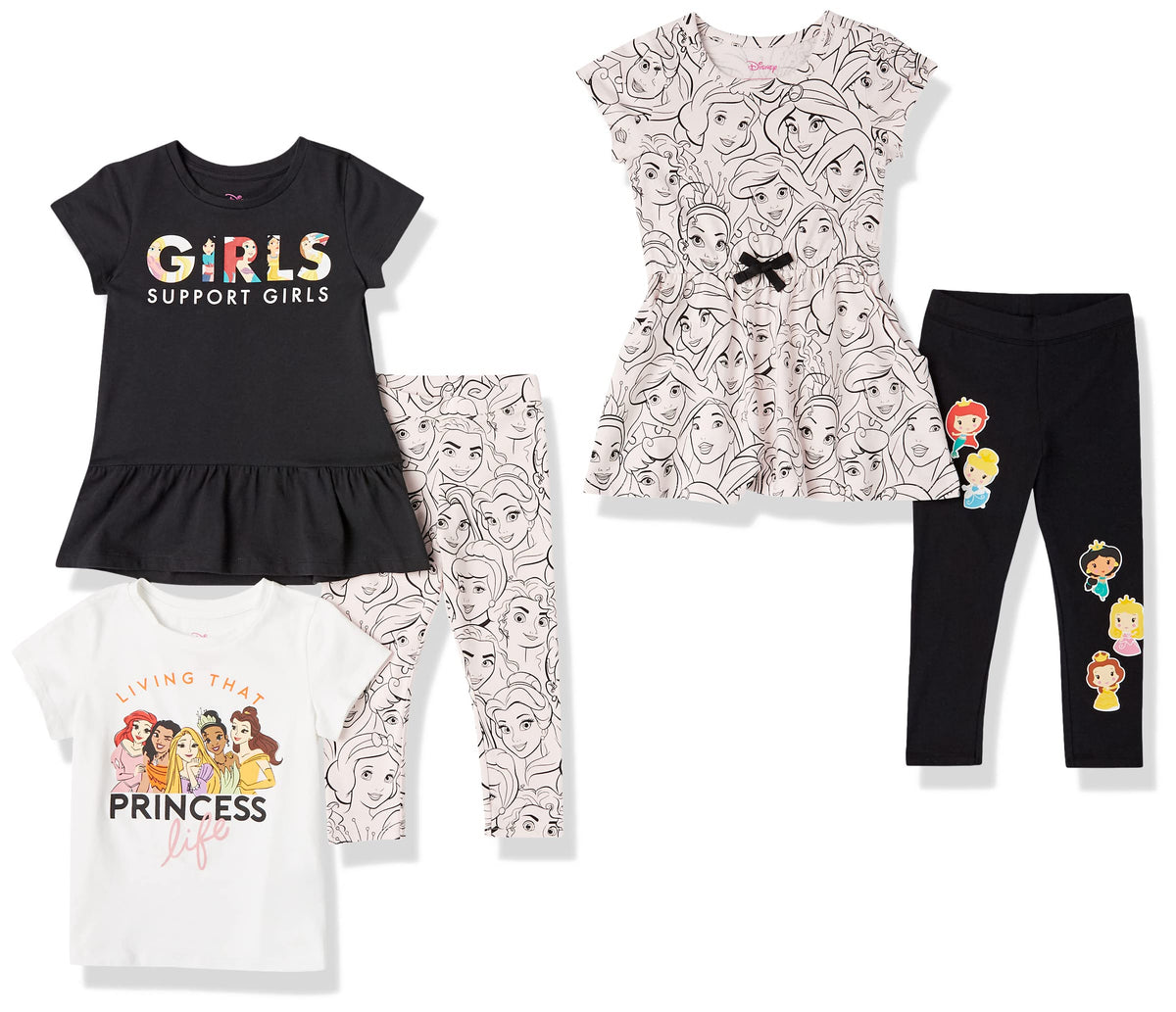 Amazon Essentials Disney | Marvel | Star Wars | Frozen | Princess Girls and Toddlers' Mix-and-Match Cotton Set, Pack of 5