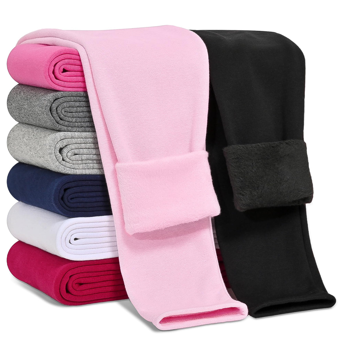 Girls Fleece Lined Leggings Cotton Kids Winter Warm Leggings Thick Thermal Tights Pants