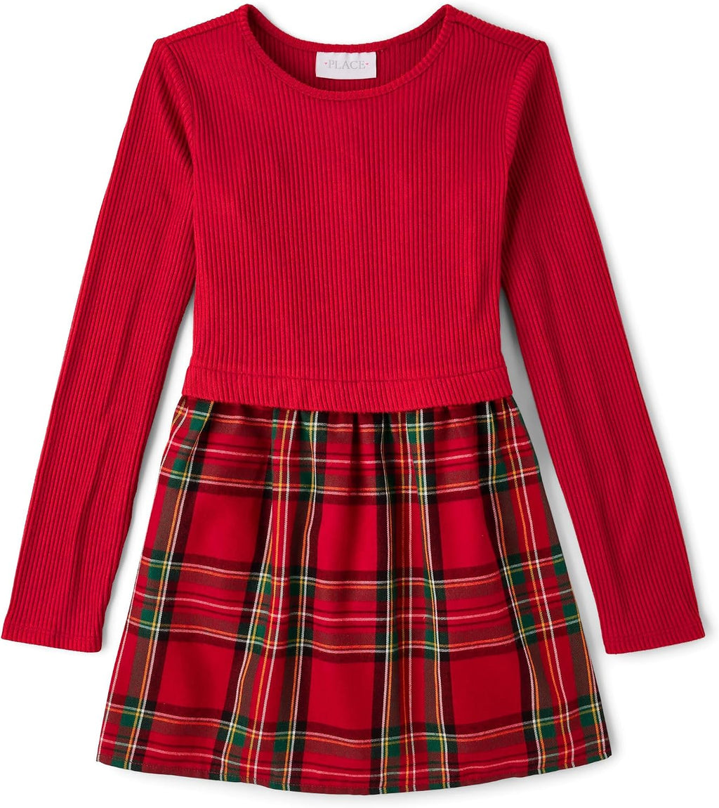 The Children's Place Girls Printed Skater Dress, Long Sleeve