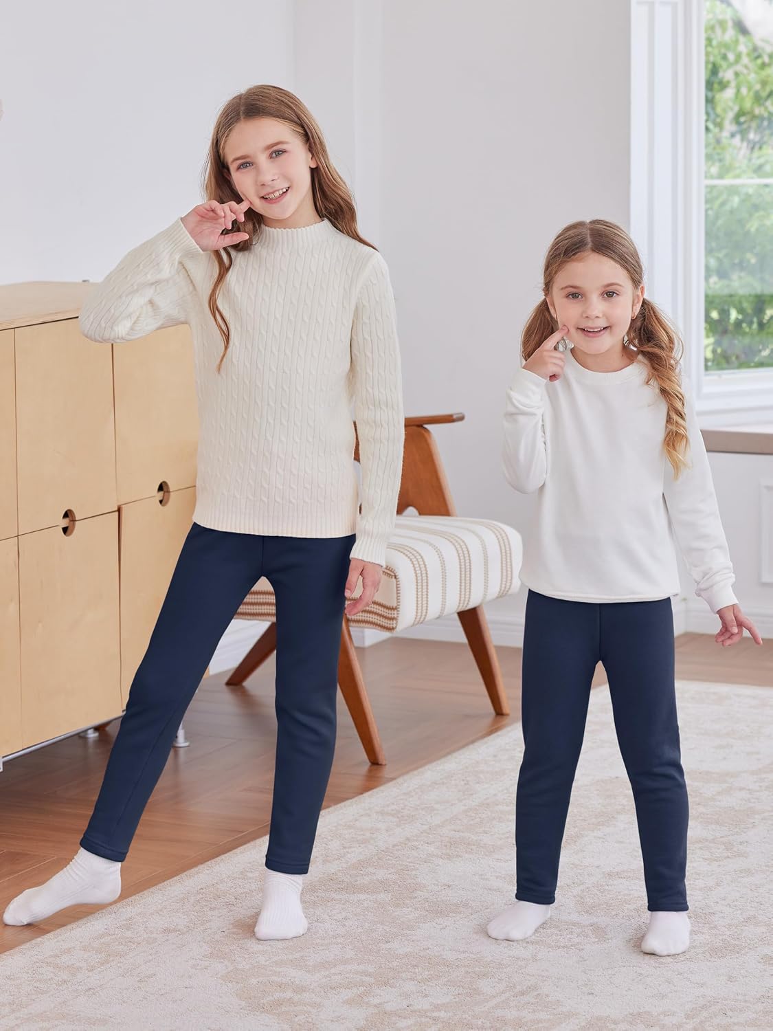 Girls Fleece Lined Leggings Cotton Kids Winter Warm Leggings Thick Thermal Tights Pants