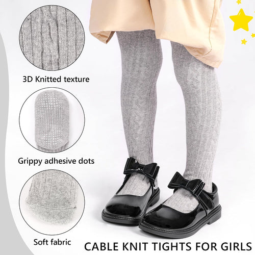 3 Pack Toddler Tights Non Slip Tights for Girls (6 months-6 years)
