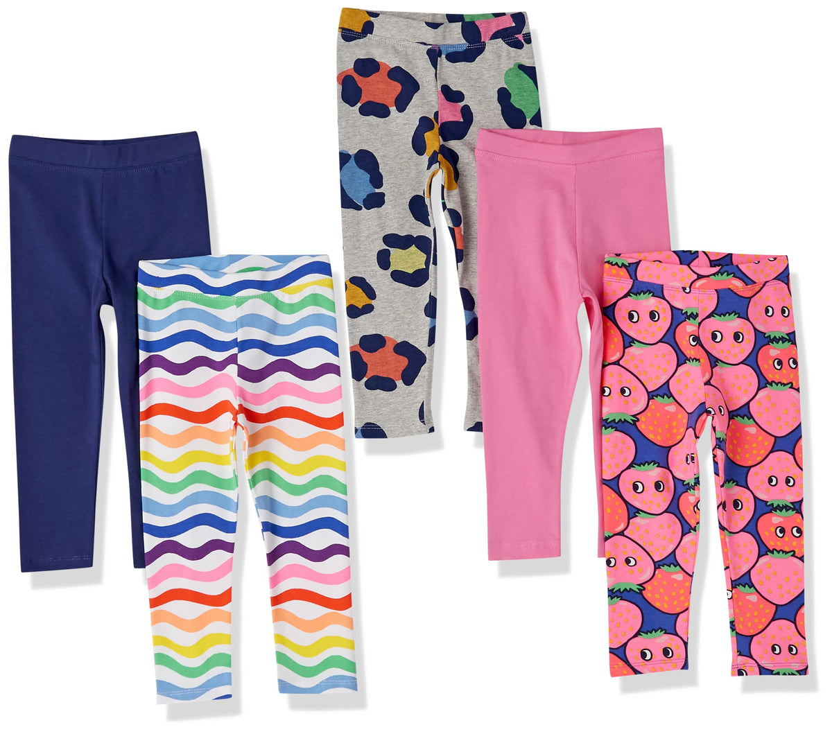 Amazon Essentials Girls' Cotton Stretch Leggings, Multipacks
