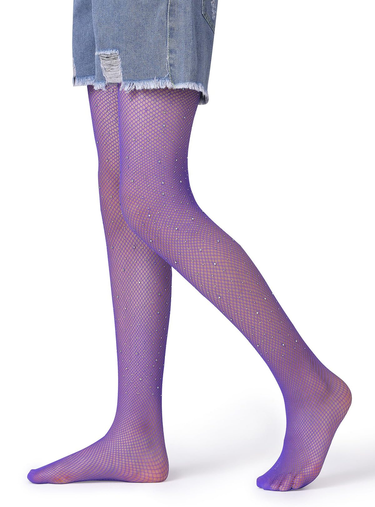 Henwarry Girls Sparkle Fishnet Stockings Children's High Waist Tights Rhinestone Hollow Out Party Pantyhose