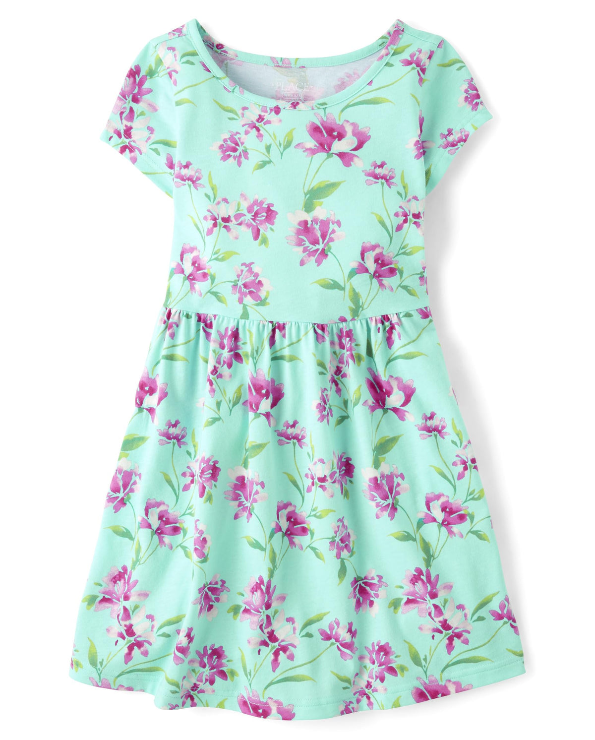 The Children's Place Girls' Plaid Stretch Jacquard Short Sleeve Dress