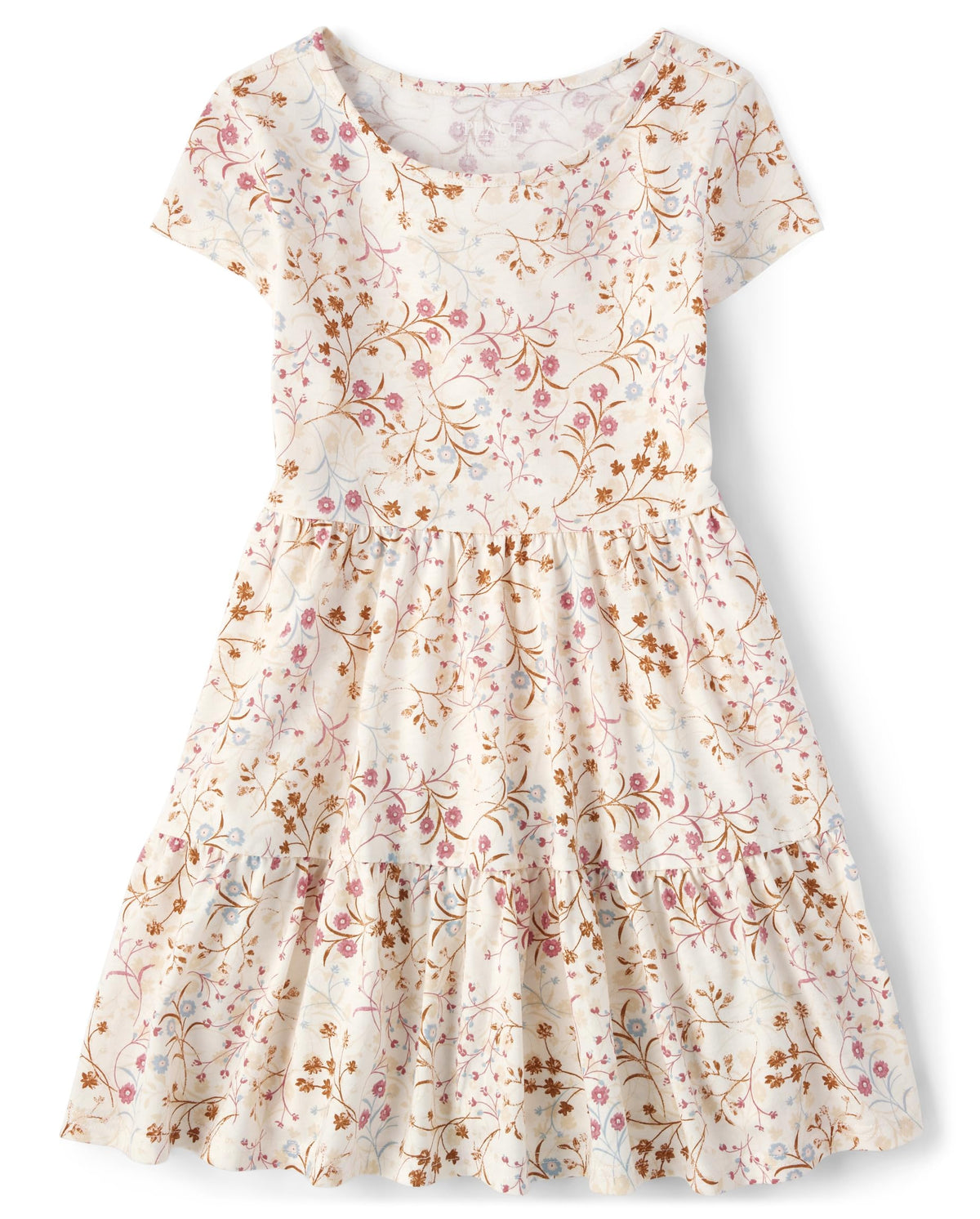 The Children's Place Girls' Plaid Stretch Jacquard Short Sleeve Dress
