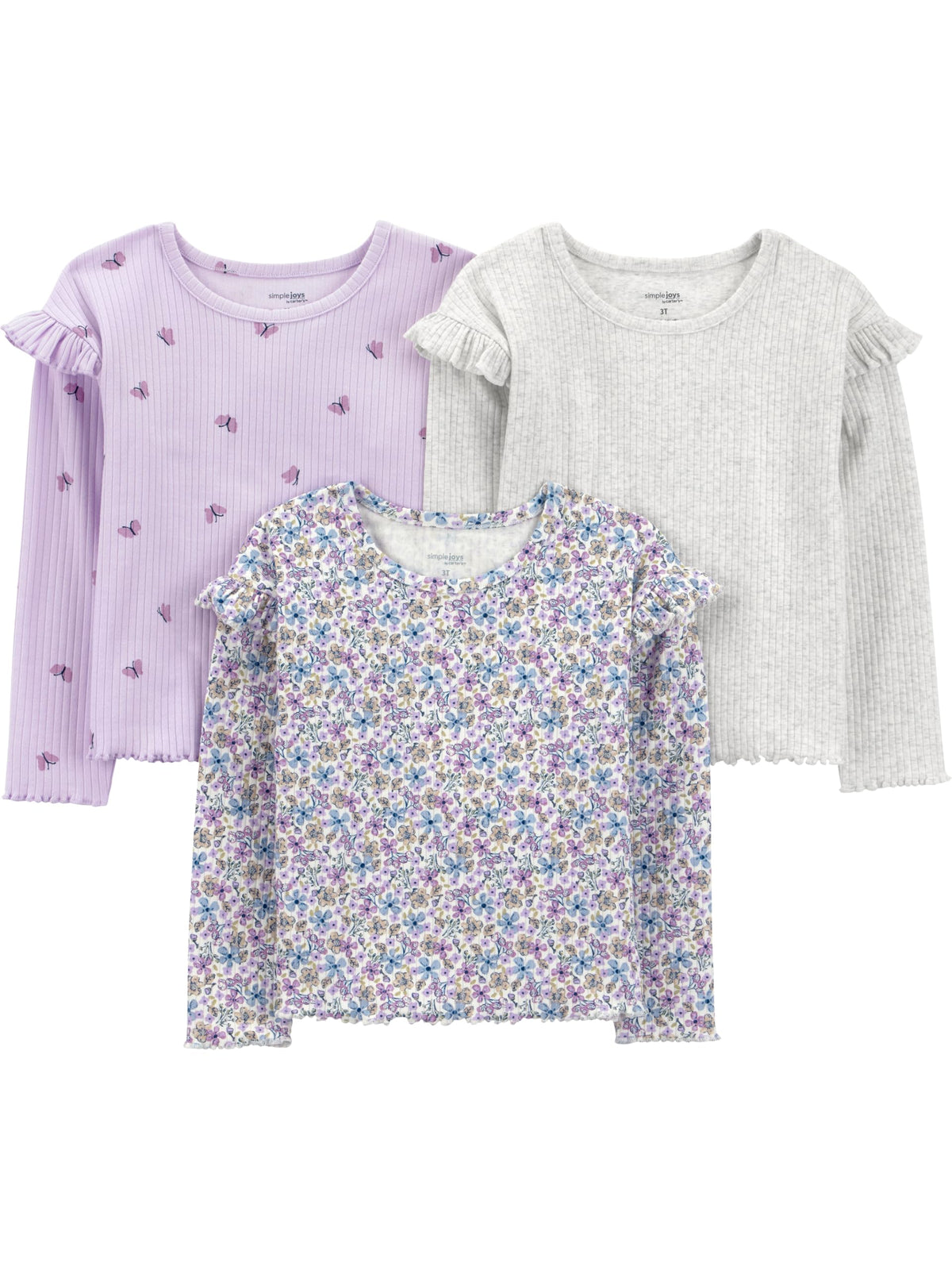 Simple Joys by Carter's Baby Girls' 3-Pack Graphic Long-Sleeve Tees