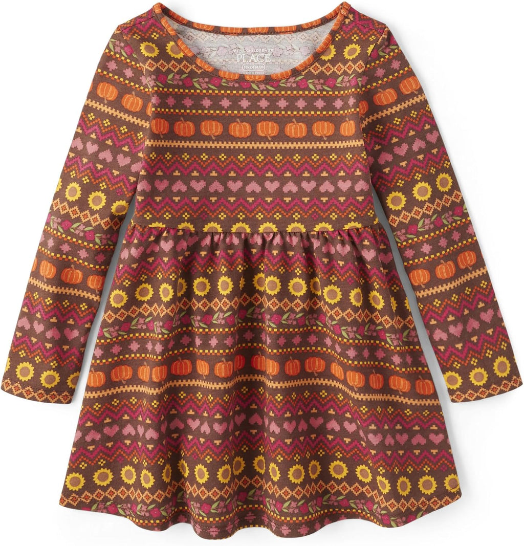 The Children's Place Girls and Toddler Skater Dress, Long Sleeve